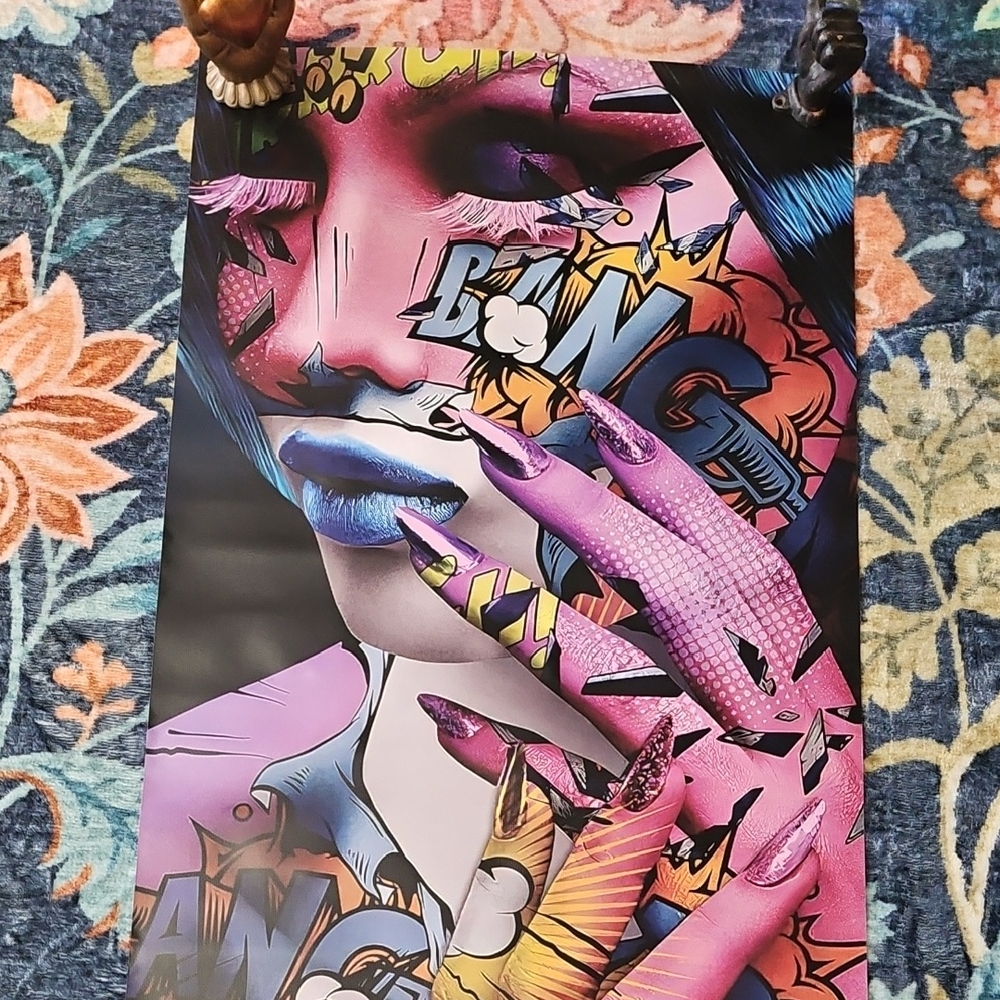 Dynamic Pop Art Poster with Pink and Blue Accents